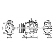 Компрессор кондиционера AVA QUALITY COOLING AIAK344 E9 TKW Audi A6 (C5) 2 Седан 3.0 Quattro 220 л.с. 2001 – 2005