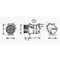 Компрессор кондиционера AVA QUALITY COOLING ALAK112 Z EBHPQ Saab 9-5 (YS3E) 1 Универсал 1.9 TiD 150 л.с. 2006 – 2009