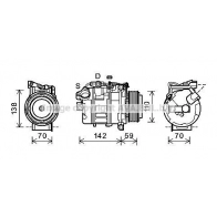 Компрессор кондиционера AVA QUALITY COOLING BWAK418 Bmw 5 (F10) 6 Седан 3.0 523 i 204 л.с. 2009 – 2011 F5E U6