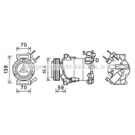 Компрессор кондиционера AVA QUALITY COOLING Ford C-Max 2 (CB7, CEU) Гранд Минивэн 1.0 EcoBoost 100 л.с. 2012 – 2024 FDAK586 E 7L5LBE