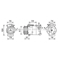 Компрессор кондиционера AVA QUALITY COOLING Ford Kuga 2 (CBS, C512, DM2) Кроссовер 2.0 TDCi 4x4 150 л.с. 2014 – 2024 FDAK587 O QXTR