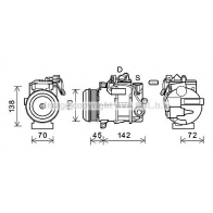 Компрессор кондиционера AVA QUALITY COOLING Mercedes C-Class (S204) 3 Универсал 1.8 C 200 CGI (2048) 184 л.с. 2007 – 2014 MSAK683 WHJKD K9