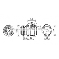 Компрессор кондиционера AVA QUALITY COOLING Mitsubishi Pajero 3 (V6, V7) Внедорожник 2д 3.2 DI D (V68W. V78W) 160 л.с. 2001 – 2006 D8D 8X5X MTAK219