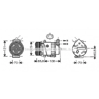 Компрессор кондиционера AVA QUALITY COOLING DG5H Z OLAK389 Opel Astra (G) 2 Седан 2.2 DTI (F69) 125 л.с. 2002 – 2005