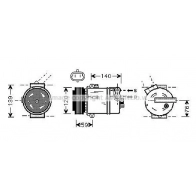 Компрессор кондиционера AVA QUALITY COOLING Opel Vectra (C) 3 Универсал 2.0 DTI (F35) 100 л.с. 2003 – 2005 OLAK409 RW5 LAM3