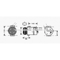 Компрессор кондиционера AVA QUALITY COOLING Saab 9-3 (YS3F) 2 Седан OLAK451 O8KE A87