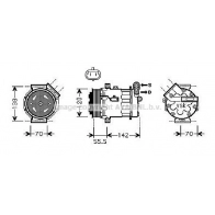 Компрессор кондиционера AVA QUALITY COOLING 6MQ6 CR Opel Vectra (C) 3 Седан 2.0 16V Turbo (F69) 175 л.с. 2003 – 2008 OLAK586