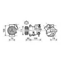 Компрессор кондиционера AVA QUALITY COOLING Opel Astra (J) 4 Хэтчбек 2.0 BiTurbo CDTI (68) 194 л.с. 2012 – 2015 OLAK607 HQ KA3