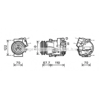 Компрессор кондиционера AVA QUALITY COOLING Opel Astra (J) 4 Седан 1.4 69 101 л.с. 2012 – 2015 OLAK608 SN TMR4