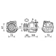 Компрессор кондиционера AVA QUALITY COOLING Opel Mokka (X) 1 Кроссовер 1.6 (76) 116 л.с. 2012 – 2024 OLAK668 5TQ KC4