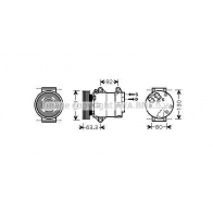 Компрессор кондиционера AVA QUALITY COOLING E 0H9RU4 RTAK369 Renault Megane (KM) 2 Универсал 1.9 dCi 110 л.с. 2005 – 2009