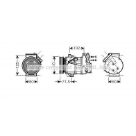 Компрессор кондиционера AVA QUALITY COOLING Renault Laguna (DT) 3 Купе 1.5 dCi 110 л.с. 2012 – 2015 EOE 5AGI RTAK393