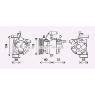 Компрессор кондиционера AVA QUALITY COOLING VP 0GWLN TOAK734 Toyota Aygo