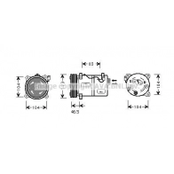 Компрессор кондиционера AVA QUALITY COOLING VOAK095 Volvo S80 1 (184) Седан 2.4 D 131 л.с. 2001 – 2006 CVKY W2