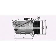 Компрессор кондиционера AVA QUALITY COOLING VOAK303 Volvo V40 2 (526) Кросс Кантри D4 177 л.с. 2012 – 2014 D 7OHV