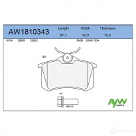 Тормозные колодки задние AYWIPARTS AW1810343 M4 340D Audi A6 (C5) 2 Универсал