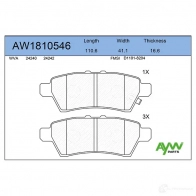 Тормозные колодки задние AYWIPARTS B HX07XT AW1810546 4381675