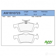 Тормозные колодки задние AYWIPARTS AW1810723 6VVEW X 4381805
