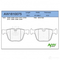 Тормозные колодки задние AYWIPARTS LI6H LQ Bmw X5 (E70) 2 Внедорожник 3.0 xDrive 35 d 286 л.с. 2008 – 2013 AW1810075