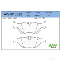 Тормозные колодки задние AYWIPARTS LM0 ON AW1810522 4381651