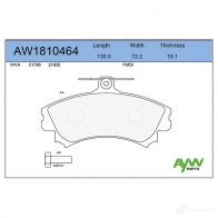 Тормозные колодки передние AYWIPARTS Volvo S40 1 (644) Седан 1.8 115 л.с. 1995 – 1999 AW1810464 XHE C42V