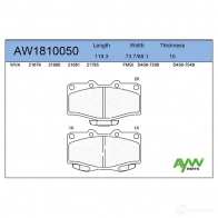 Тормозные колодки передние AYWIPARTS DQVR H AW1810050 4381194