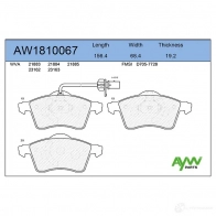 Тормозные колодки передние AYWIPARTS Y ET91CM Volkswagen Transporter (T4) 4 Фургон 2.5 TDI Syncro 102 л.с. 1995 – 2003 AW1810067