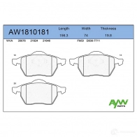 Тормозные колодки передние AYWIPARTS KWMU O AW1810181 4381322