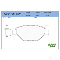 Тормозные колодки передние AYWIPARTS VPOL CJ Renault Megane (BM, CM) 2 Хэтчбек 1.4 16V (BM0B. CM0B) 98 л.с. 2002 – 2008 AW1810621