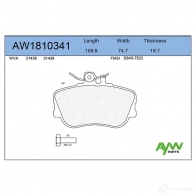 Тормозные колодки передние AYWIPARTS 52942L W AW1810341 Mercedes C-Class (W202) 1 Седан 2.2 C 200 CDI (2034) 102 л.с. 1998 – 2000