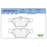 Тормозные колодки передние AYWIPARTS 09PV D AW1810511 4381640