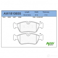 Тормозные колодки передние AYWIPARTS 4381777 SV QHQ8W AW1810655
