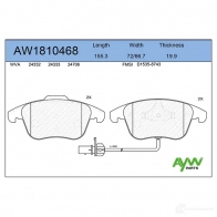 Тормозные колодки передние AYWIPARTS Audi A5 (8TA) 1 Спортбек 2.0 Tfsi Quattro 230 л.с. 2015 – 2017 OB 1YJS AW1810468