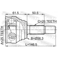 Шрус внешний AYWIPARTS 4380832 AW1511071 XCCO 86K - Изображение 2