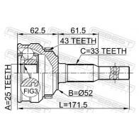 Шрус внешний AYWIPARTS S RYV1 4380615 AW1510637A - Изображение 2