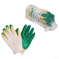 Перчатки ХБ с двойным латексным покрытием ладони, зеленые, 13 класс, (1 пара) (AWG-C-08) AIRLINE 1438171721 AWGC08 1PV NJ