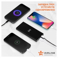 Аккумулятор внешний с быстрой и беспроводной зарядкой PRO: 10000мАч, 18W, 2xUSB 3A, Type-C AIRLINE 1438172716 E 48TZ aeab003 - Изображение 3