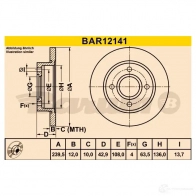 Тормозной диск BARUM 9TK3 IM9 4006633322300 2814345 bar12141