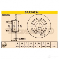 Тормозной диск BARUM 1228104041 bar10234 4006633382939 CZL9 QV