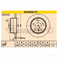 Тормозной диск BARUM D5 TPU 4006633321990 2814276 bar08111