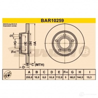 Тормозной диск BARUM 0ALX RNO bar10259 2814319 4006633331333