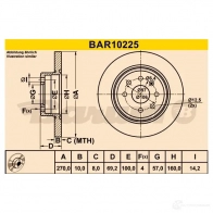Тормозной диск BARUM 2814309 4006633322164 J 4BFU bar10225