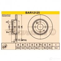 Тормозной диск BARUM 4006633331456 9 MUC1C bar12125 Lada 2108 (08) 1 Хэтчбек 1.3 1300 61 л.с. 1991 – 1999