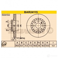 Тормозной диск BARUM 4006633324700 bar24115 2814431 4EW BCI0 - Изображение 3