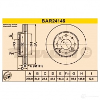 Тормозной диск BARUM Z OND7T 2814442 bar24146 4006633329873