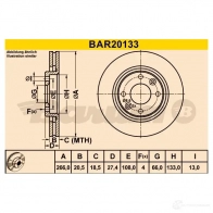 Тормозной диск BARUM 2814388 bar20133 RBCNE M 4006633322423