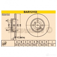 Тормозной диск BARUM bar12153 4006633379168 1228104393 J 4GJGCT