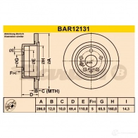 Тормозной диск BARUM 4006633330930 2814341 BFVEHV S bar12131