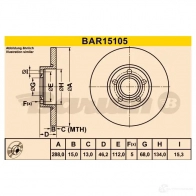 Тормозной диск BARUM 2814365 4006633325394 B6 XU5E bar15105