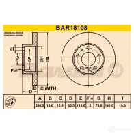 Тормозной диск BARUM bar18108 MK 8YHSE 2814373 4006633330589
